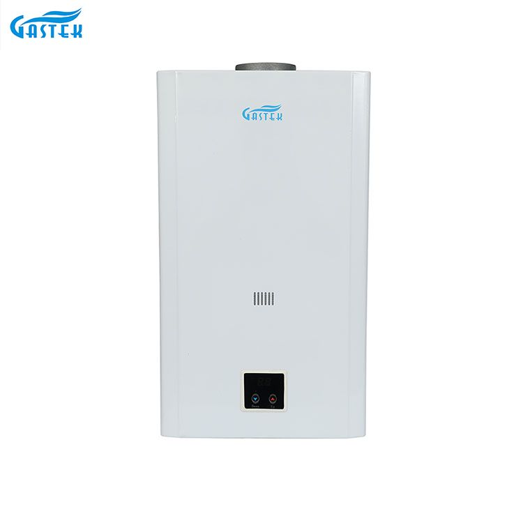 Suhu Konstan 10L 12L 16L 18L Flue Type LCD Panel Wall Mounted Tankless Instan LPG Geyser Gas Air Panas Alami kanggo Shower