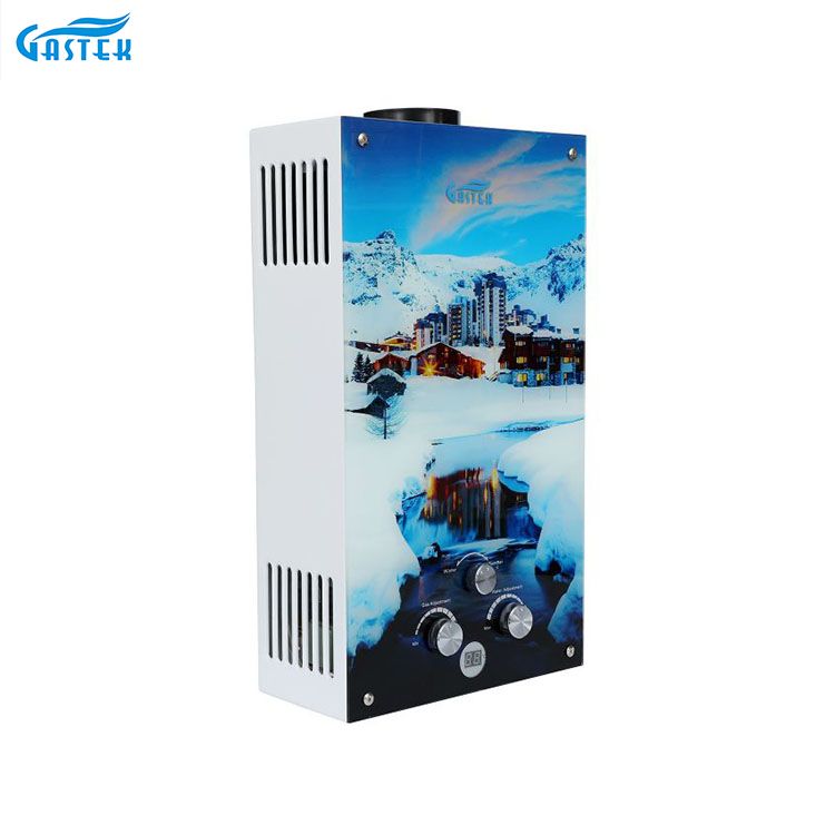 Panel Kaca Flue Type Home Appliance Gas Geyser kanggo Shower Bathing